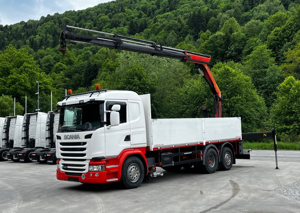Scania G450 // 6x2// Skrzynia 6.40x2.49 // HDS Palfinger // Oś skrętna podnoszona // - Kamion s otvorenim sandukom, Kamion s kranom: slika Scania G450 // 6x2// Skrzynia 6.40x2.49 // HDS Palfinger // Oś skrętna podnoszona // - Kamion s otvorenim sandukom, Kamion s kranom Scania G450 // 6x2// Skrzynia 6.40x2.49 // HDS Palfinger // Oś skrętna podnoszona // - Kamion s otvorenim sandukom, Kamion s kranom: slika Scania G450 // 6x2// Skrzynia 6.40x2.49 // HDS Palfinger // Oś skrętna podnoszona // - Kamion s otvorenim sandukom, Kamion s kranom