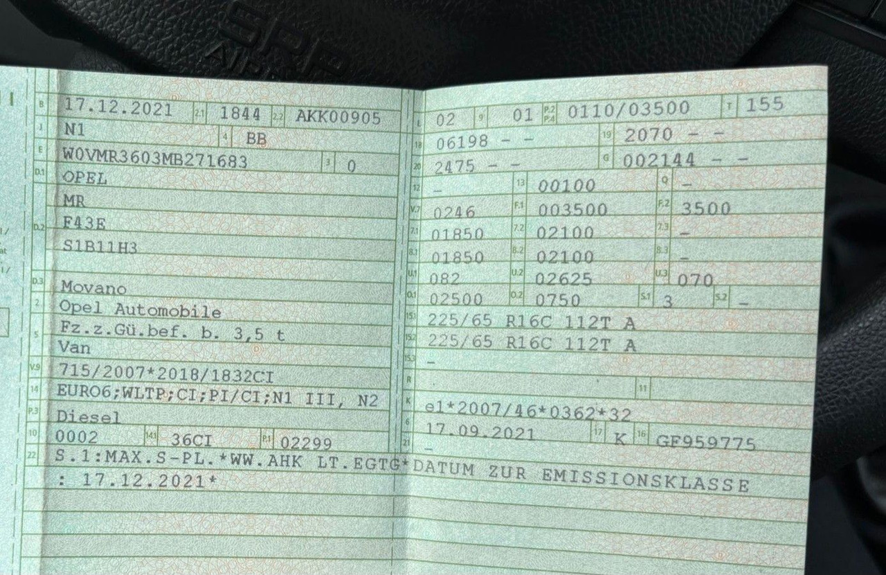 Putnički kombi Opel Movano B Kasten Kombi HKa L3H2 3,5t: slika Putnički kombi Opel Movano B Kasten Kombi HKa L3H2 3,5t