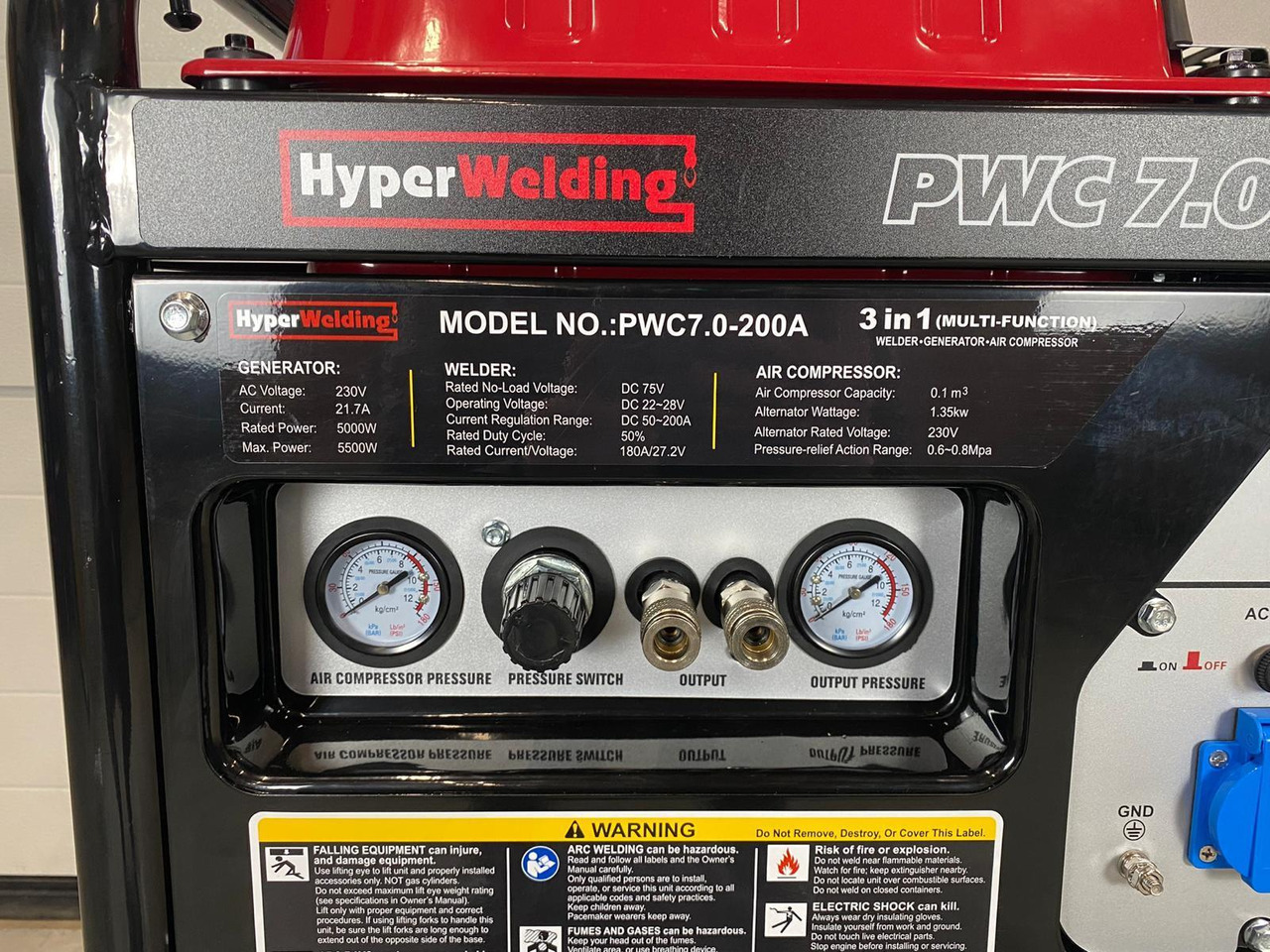 HyperWelding PWC7.0-200A 3 in 1 Multimachine (Generator, Lasapparaat en Luchtcompressor) - Oprema za radionice: slika HyperWelding PWC7.0-200A 3 in 1 Multimachine (Generator, Lasapparaat en Luchtcompressor) - Oprema za radionice HyperWelding PWC7.0-200A 3 in 1 Multimachine (Generator, Lasapparaat en Luchtcompressor) - Oprema za radionice: slika HyperWelding PWC7.0-200A 3 in 1 Multimachine (Generator, Lasapparaat en Luchtcompressor) - Oprema za radionice