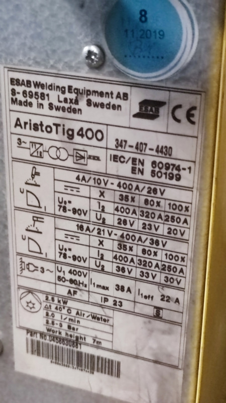 ESAB Aristo Tig 400 - Oprema za zavarivanje: slika ESAB Aristo Tig 400 - Oprema za zavarivanje ESAB Aristo Tig 400 - Oprema za zavarivanje: slika ESAB Aristo Tig 400 - Oprema za zavarivanje