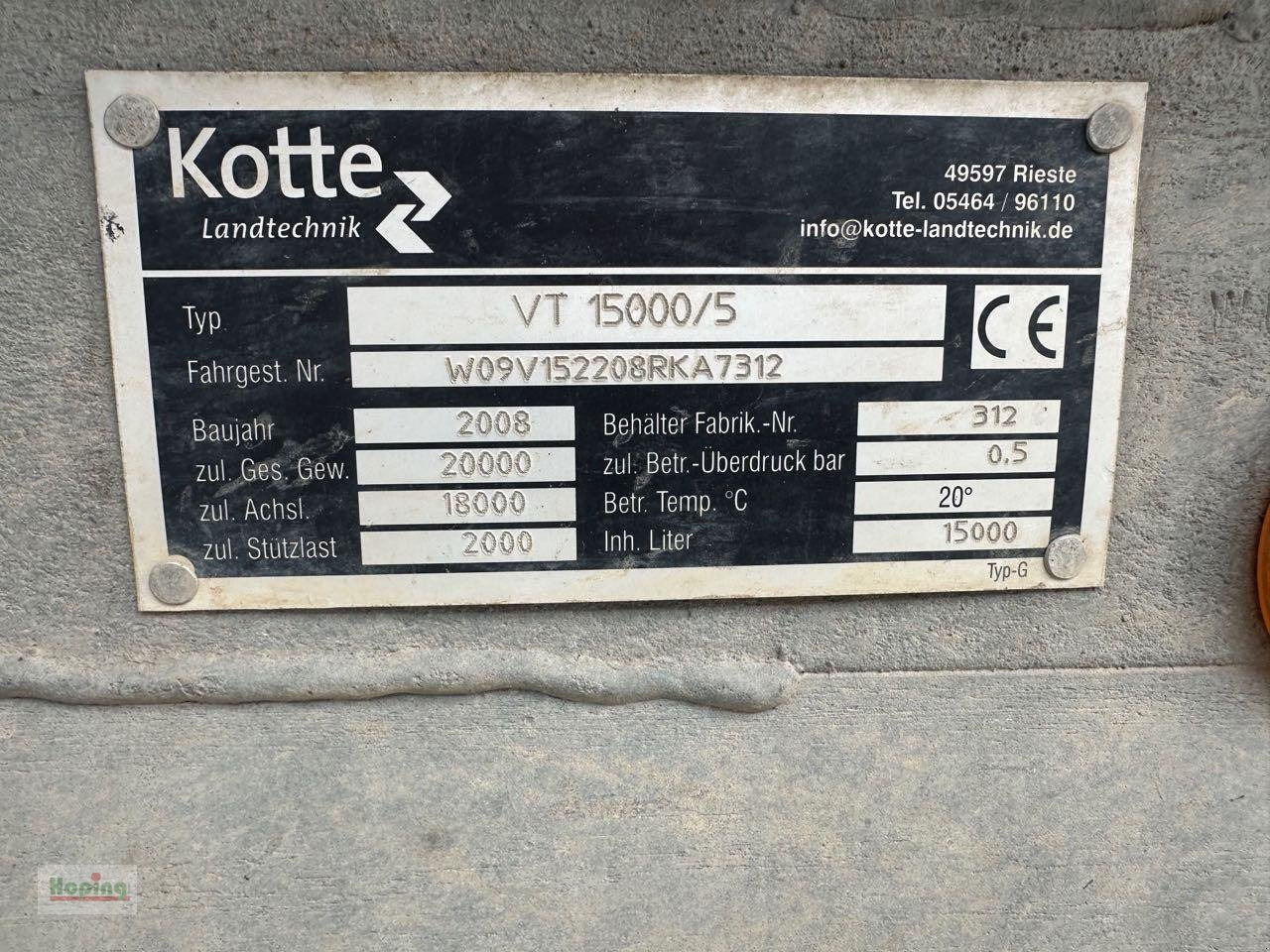 Cisterna za gnojnicu Kotte VT 15000/5: slika Cisterna za gnojnicu Kotte VT 15000/5