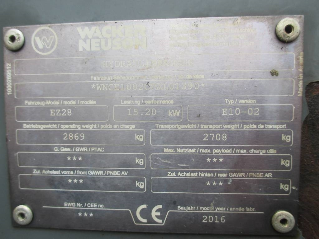 Mini bager Wacker Neuson EZ 28: slika Mini bager Wacker Neuson EZ 28