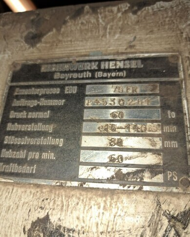 Epäkeskopuristin 60 tn Eisenwerk Hensel - Stroj za obradu metala: slika Epäkeskopuristin 60 tn Eisenwerk Hensel - Stroj za obradu metala Epäkeskopuristin 60 tn Eisenwerk Hensel - Stroj za obradu metala: slika Epäkeskopuristin 60 tn Eisenwerk Hensel - Stroj za obradu metala