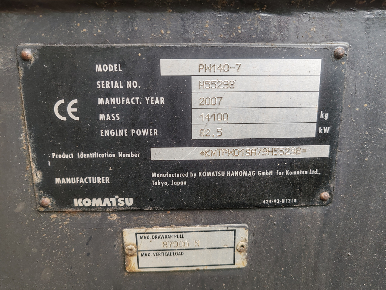 Bager na kotačima Komatsu PW140-7: slika Bager na kotačima Komatsu PW140-7