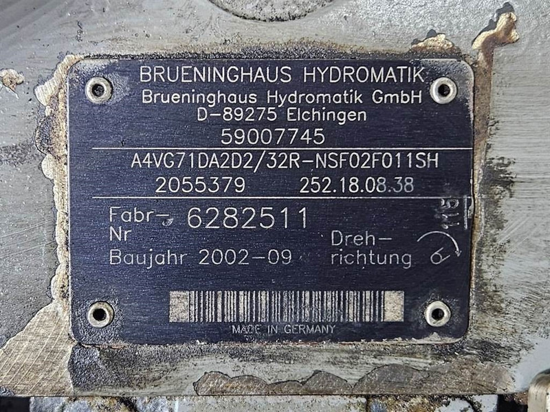 Brueninghaus Hydromatik A4VG71DA2D2/32R-Drive pump/Fahrpumpe - Hidraulika za Građevinski strojevi: slika Brueninghaus Hydromatik A4VG71DA2D2/32R-Drive pump/Fahrpumpe - Hidraulika za Građevinski strojevi Brueninghaus Hydromatik A4VG71DA2D2/32R-Drive pump/Fahrpumpe - Hidraulika za Građevinski strojevi: slika Brueninghaus Hydromatik A4VG71DA2D2/32R-Drive pump/Fahrpumpe - Hidraulika za Građevinski strojevi