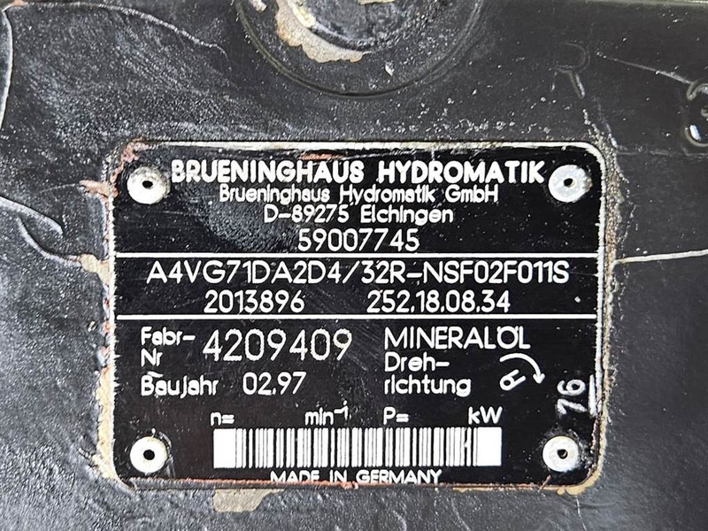 Brueninghaus Hydromatik A4VG71DA2D4/32R-Drive pump/Fahrpumpe - Hidraulika za Građevinski strojevi: slika Brueninghaus Hydromatik A4VG71DA2D4/32R-Drive pump/Fahrpumpe - Hidraulika za Građevinski strojevi Brueninghaus Hydromatik A4VG71DA2D4/32R-Drive pump/Fahrpumpe - Hidraulika za Građevinski strojevi: slika Brueninghaus Hydromatik A4VG71DA2D4/32R-Drive pump/Fahrpumpe - Hidraulika za Građevinski strojevi