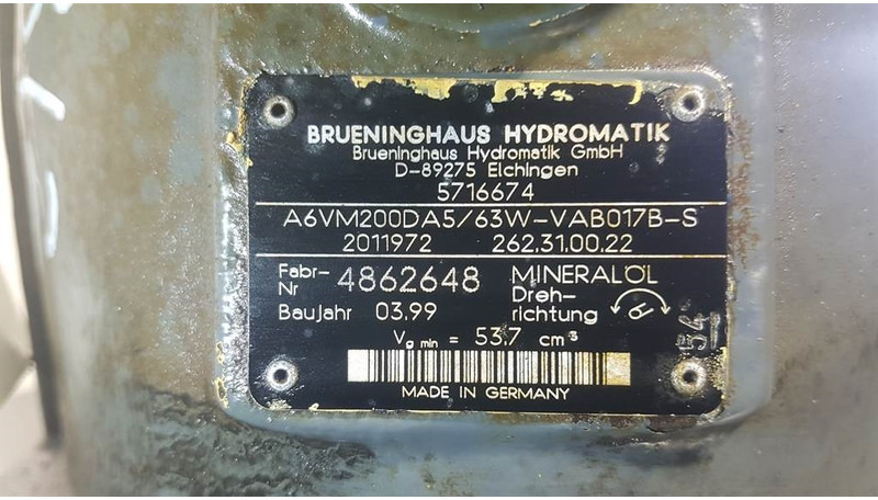 Brueninghaus Hydromatik A6VM200DA5/63W - Drive motor/Fahrmotor/Rijmotor - Hidraulika: slika Brueninghaus Hydromatik A6VM200DA5/63W - Drive motor/Fahrmotor/Rijmotor - Hidraulika Brueninghaus Hydromatik A6VM200DA5/63W - Drive motor/Fahrmotor/Rijmotor - Hidraulika: slika Brueninghaus Hydromatik A6VM200DA5/63W - Drive motor/Fahrmotor/Rijmotor - Hidraulika