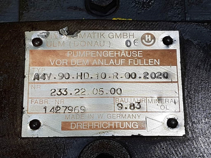 Hydromatik A4V90HD1.0R002020-233.22.05.00-Drive pump/Fahrpump - Hidraulika za Građevinski strojevi: slika Hydromatik A4V90HD1.0R002020-233.22.05.00-Drive pump/Fahrpump - Hidraulika za Građevinski strojevi Hydromatik A4V90HD1.0R002020-233.22.05.00-Drive pump/Fahrpump - Hidraulika za Građevinski strojevi: slika Hydromatik A4V90HD1.0R002020-233.22.05.00-Drive pump/Fahrpump - Hidraulika za Građevinski strojevi
