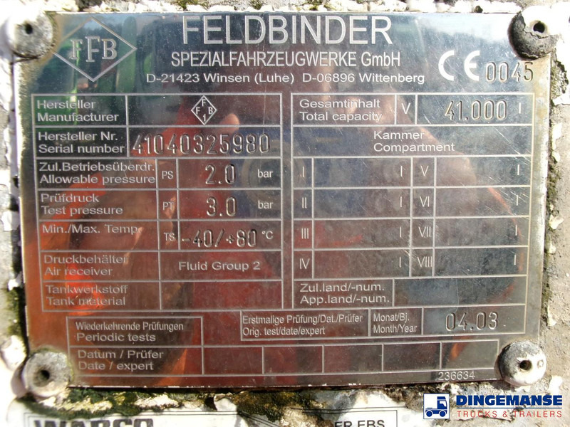 Poluprikolica cisterna Feldbinder Powder tank alu 41 m3 (tipping): slika Poluprikolica cisterna Feldbinder Powder tank alu 41 m3 (tipping)