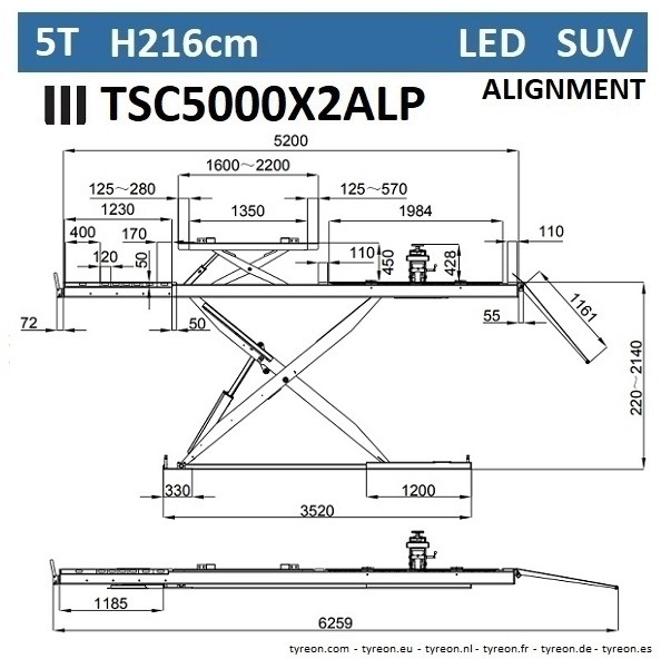 TSC5000X2A LP wheel alignment lift - On floor - Free wheel lifting system - 5.2 m lightened runways (76 cm wide) - Low profile - 5T - Oprema za radionice: slika TSC5000X2A LP wheel alignment lift - On floor - Free wheel lifting system - 5.2 m lightened runways (76 cm wide) - Low profile - 5T - Oprema za radionice TSC5000X2A LP wheel alignment lift - On floor - Free wheel lifting system - 5.2 m lightened runways (76 cm wide) - Low profile - 5T - Oprema za radionice: slika TSC5000X2A LP wheel alignment lift - On floor - Free wheel lifting system - 5.2 m lightened runways (76 cm wide) - Low profile - 5T - Oprema za radionice