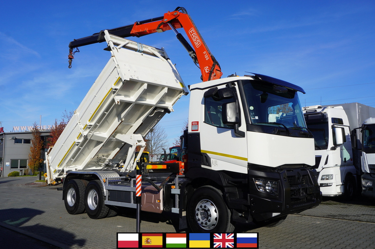 RENAULT C380 E6 6×4 / HDS Fassi F135 2700 MTH / Range 8 m / 5.6 t lifting capacity / 3-side tipper / Bortmatic - Kamion s kranom: slika RENAULT C380 E6 6×4 / HDS Fassi F135 2700 MTH / Range 8 m / 5.6 t lifting capacity / 3-side tipper / Bortmatic - Kamion s kranom RENAULT C380 E6 6×4 / HDS Fassi F135 2700 MTH / Range 8 m / 5.6 t lifting capacity / 3-side tipper / Bortmatic - Kamion s kranom: slika RENAULT C380 E6 6×4 / HDS Fassi F135 2700 MTH / Range 8 m / 5.6 t lifting capacity / 3-side tipper / Bortmatic - Kamion s kranom