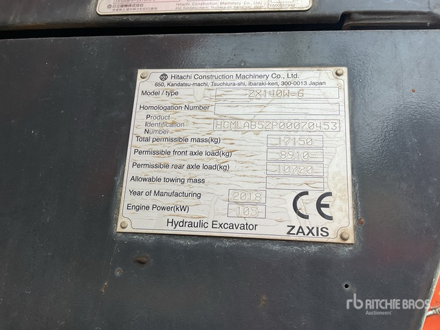 2018 Hitachi ZX140W-6 4x4 Highway Wheeled Excavator - Bager na kotačima: slika 2018 Hitachi ZX140W-6 4x4 Highway Wheeled Excavator - Bager na kotačima 2018 Hitachi ZX140W-6 4x4 Highway Wheeled Excavator - Bager na kotačima: slika 2018 Hitachi ZX140W-6 4x4 Highway Wheeled Excavator - Bager na kotačima