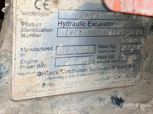 2022 Hitachi ZX26U-6 Mini Excavator: <6.6t - Mini bager: slika 2022 Hitachi ZX26U-6 Mini Excavator: <6.6t - Mini bager 2022 Hitachi ZX26U-6 Mini Excavator: <6.6t - Mini bager: slika 2022 Hitachi ZX26U-6 Mini Excavator: <6.6t - Mini bager