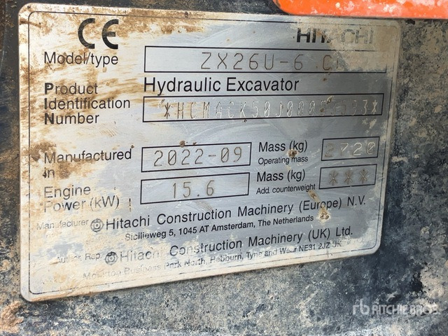 2022 Hitachi ZX26U-6 Mini Excavator: <6.6t - Mini bager: slika 2022 Hitachi ZX26U-6 Mini Excavator: <6.6t - Mini bager 2022 Hitachi ZX26U-6 Mini Excavator: <6.6t - Mini bager: slika 2022 Hitachi ZX26U-6 Mini Excavator: <6.6t - Mini bager