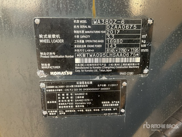 2017 Komatsu WA380Z-6 - Utovarivač na kotačima: slika 2017 Komatsu WA380Z-6 - Utovarivač na kotačima 2017 Komatsu WA380Z-6 - Utovarivač na kotačima: slika 2017 Komatsu WA380Z-6 - Utovarivač na kotačima