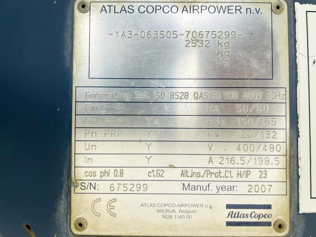 Atlas Copco QAS150 VOD (3997) - Generatorski set: slika Atlas Copco QAS150 VOD (3997) - Generatorski set Atlas Copco QAS150 VOD (3997) - Generatorski set: slika Atlas Copco QAS150 VOD (3997) - Generatorski set