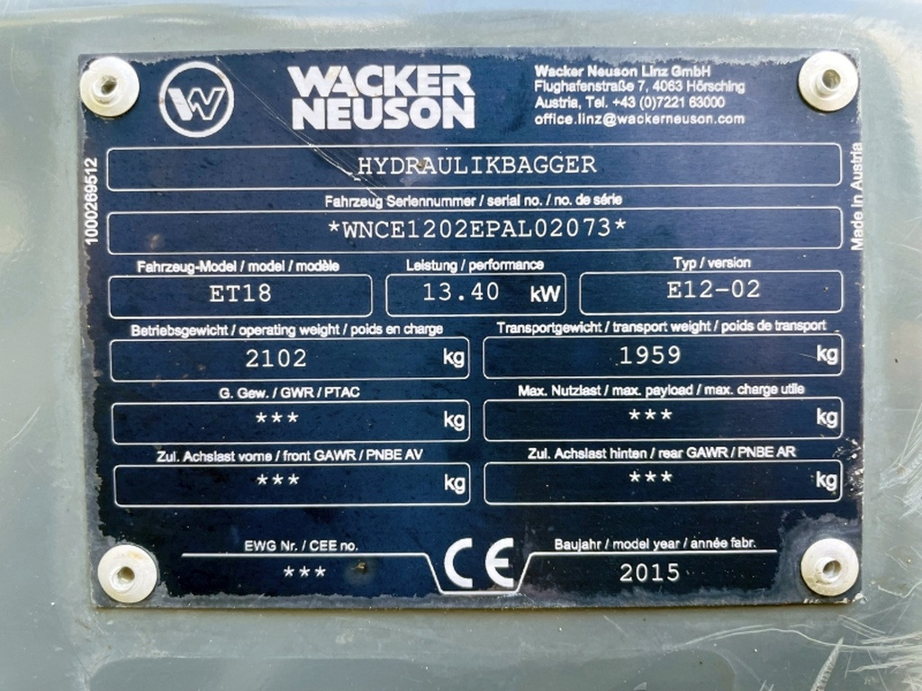 Neuson ET18 VDS (3950) - Mini bager: slika Neuson ET18 VDS (3950) - Mini bager Neuson ET18 VDS (3950) - Mini bager: slika Neuson ET18 VDS (3950) - Mini bager