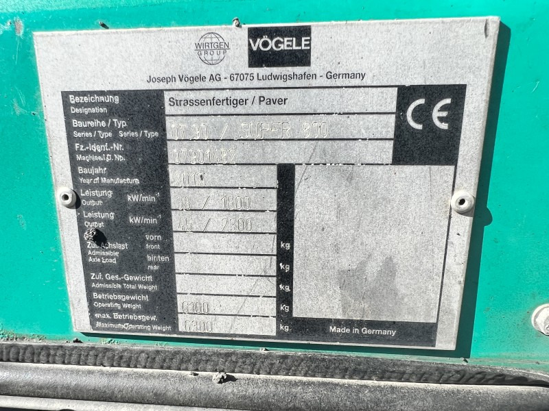 Finišer za asfalt Vögele Super 800 Typ 07.90 (110957): slika Finišer za asfalt Vögele Super 800 Typ 07.90 (110957)