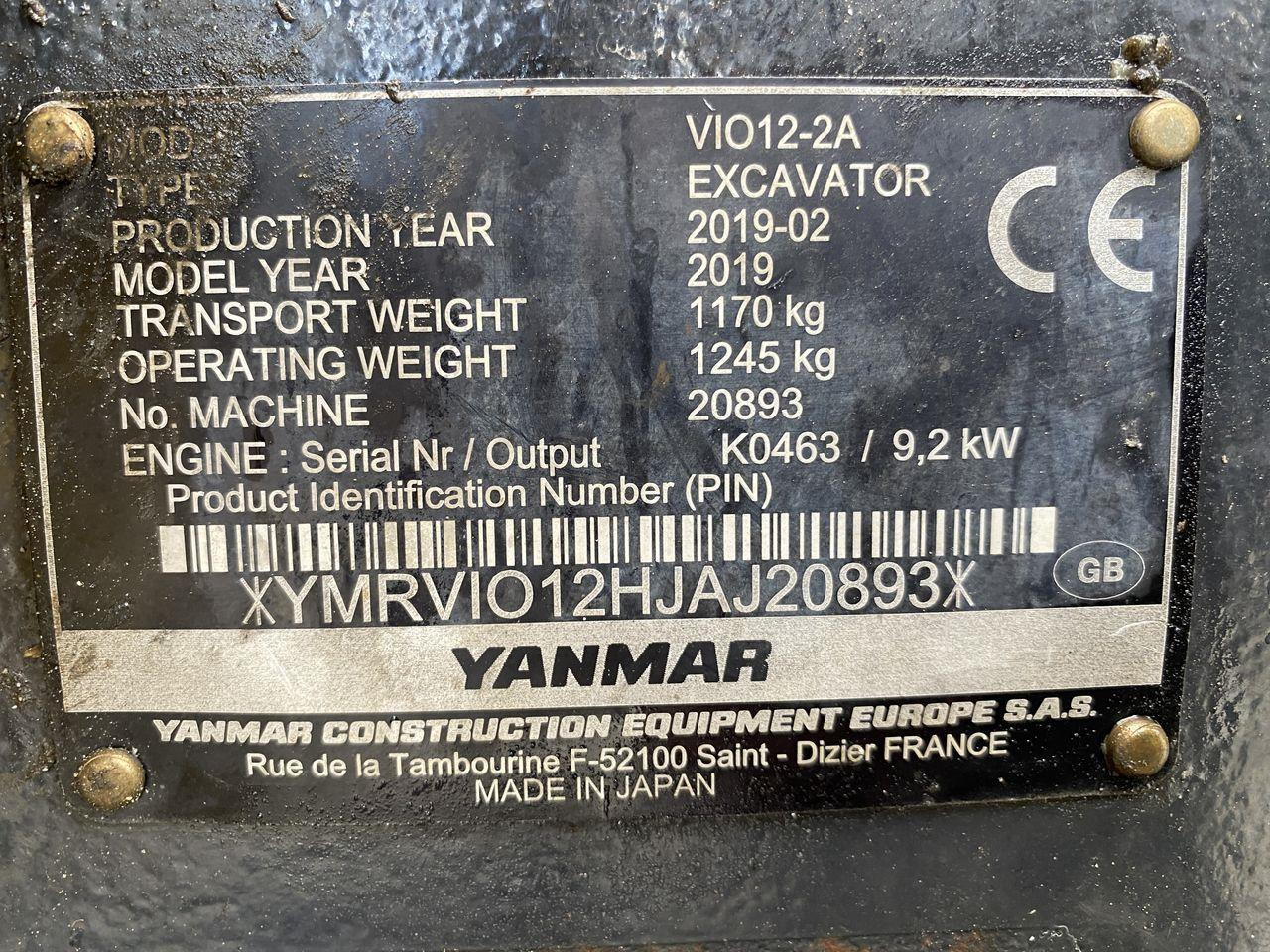 Mini bager Yanmar VIO12: slika Mini bager Yanmar VIO12 Mini bager Yanmar VIO12: slika Mini bager Yanmar VIO12