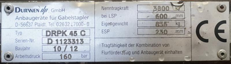 DURWEN DRPK 45C - Vilice za Oprema za rukovanje materijalima: slika DURWEN DRPK 45C - Vilice za Oprema za rukovanje materijalima DURWEN DRPK 45C - Vilice za Oprema za rukovanje materijalima: slika DURWEN DRPK 45C - Vilice za Oprema za rukovanje materijalima
