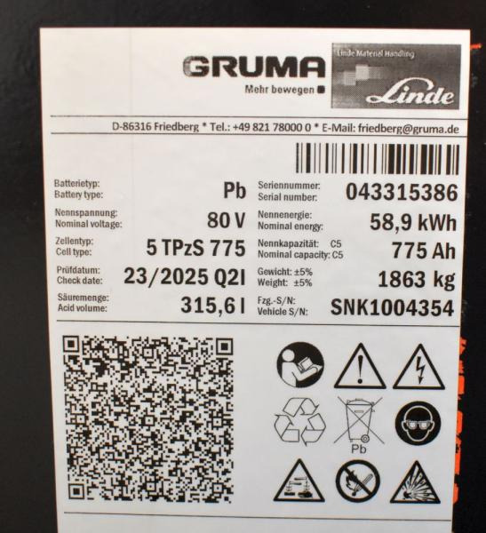 GRUMA 80 Volt 5 PzS 775 Ah - Akumulator za Oprema za rukovanje materijalima: slika GRUMA 80 Volt 5 PzS 775 Ah - Akumulator za Oprema za rukovanje materijalima GRUMA 80 Volt 5 PzS 775 Ah - Akumulator za Oprema za rukovanje materijalima: slika GRUMA 80 Volt 5 PzS 775 Ah - Akumulator za Oprema za rukovanje materijalima