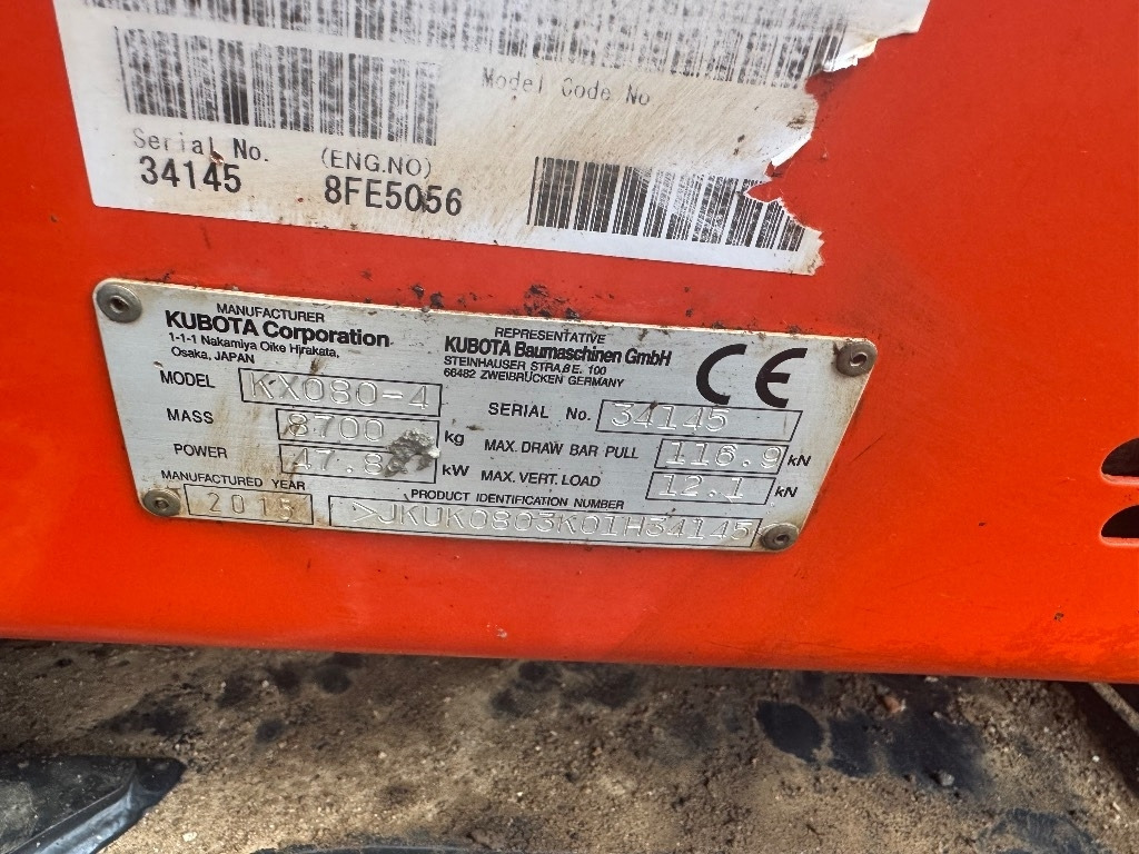 Mini bager Kubota KX 080-4: slika Mini bager Kubota KX 080-4