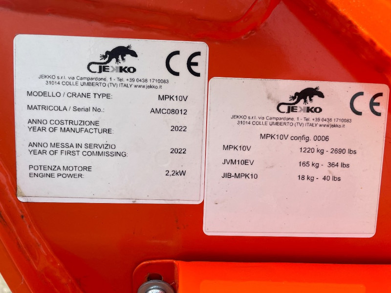 Jekko MPK 10 V - Mini kran: slika Jekko MPK 10 V - Mini kran Jekko MPK 10 V - Mini kran: slika Jekko MPK 10 V - Mini kran