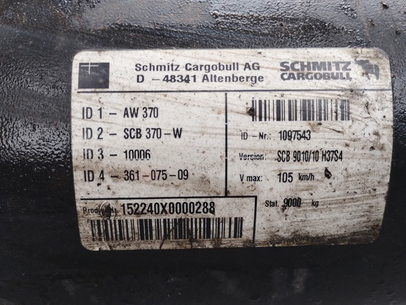 OŚ OSIE SCHMITZ AW 370 W SCB9010/10 CARGOBULL - Ovjes za Prikolica: slika OŚ OSIE SCHMITZ AW 370 W SCB9010/10 CARGOBULL - Ovjes za Prikolica OŚ OSIE SCHMITZ AW 370 W SCB9010/10 CARGOBULL - Ovjes za Prikolica: slika OŚ OSIE SCHMITZ AW 370 W SCB9010/10 CARGOBULL - Ovjes za Prikolica