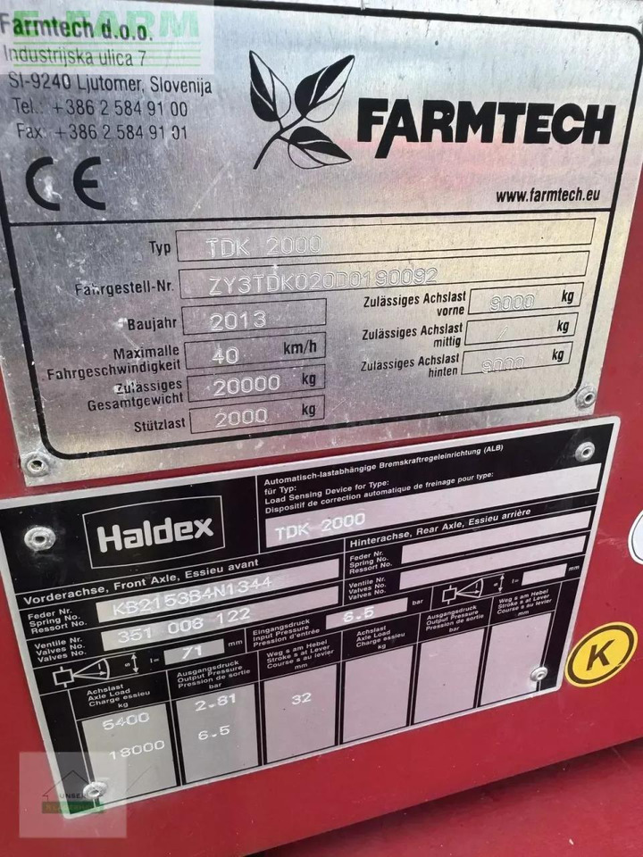 Farmtech 2000 - Nagibna prikolica za poljoprivredna gospodarstva/ Istovarivač: slika Farmtech 2000 - Nagibna prikolica za poljoprivredna gospodarstva/ Istovarivač Farmtech 2000 - Nagibna prikolica za poljoprivredna gospodarstva/ Istovarivač: slika Farmtech 2000 - Nagibna prikolica za poljoprivredna gospodarstva/ Istovarivač
