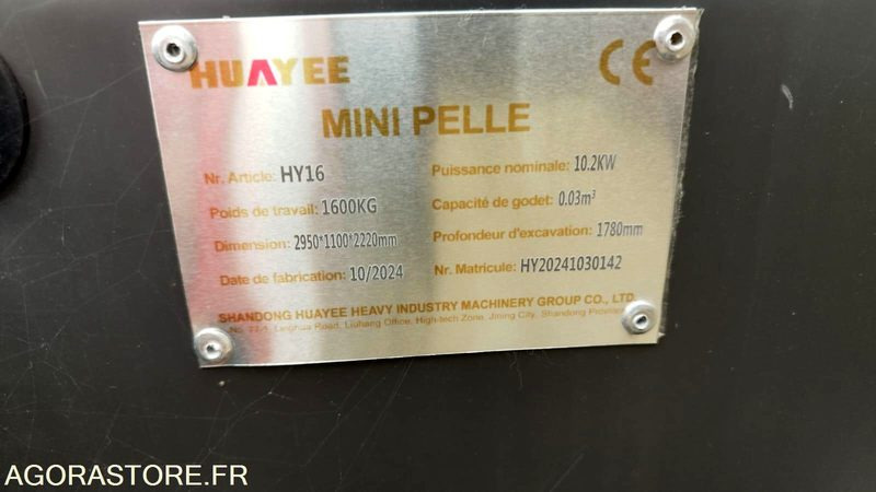 MINI-PELLE MOTEUR KUBOTA - HUAYEE HY16 - Bager: slika  MINI-PELLE MOTEUR KUBOTA - HUAYEE HY16 - Bager MINI-PELLE MOTEUR KUBOTA - HUAYEE HY16 - Bager: slika  MINI-PELLE MOTEUR KUBOTA - HUAYEE HY16 - Bager