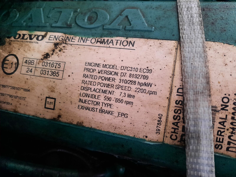 Volvo D7C-310 EC99 - Motor: slika Volvo D7C-310 EC99 - Motor Volvo D7C-310 EC99 - Motor: slika Volvo D7C-310 EC99 - Motor