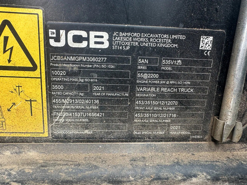 Teleskopski rukovatelj JCB 535V125 , 1229 HOURS,CE, 12,5 M LIFT HEIGHT, 3500 KG, AUXIARY HYDRAULIC PLUMBING: slika Teleskopski rukovatelj JCB 535V125 , 1229 HOURS,CE, 12,5 M LIFT HEIGHT, 3500 KG, AUXIARY HYDRAULIC PLUMBING