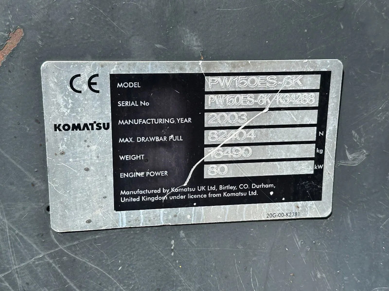 Bager na kotačima Komatsu PW150ES-6K CE: slika Bager na kotačima Komatsu PW150ES-6K CE
