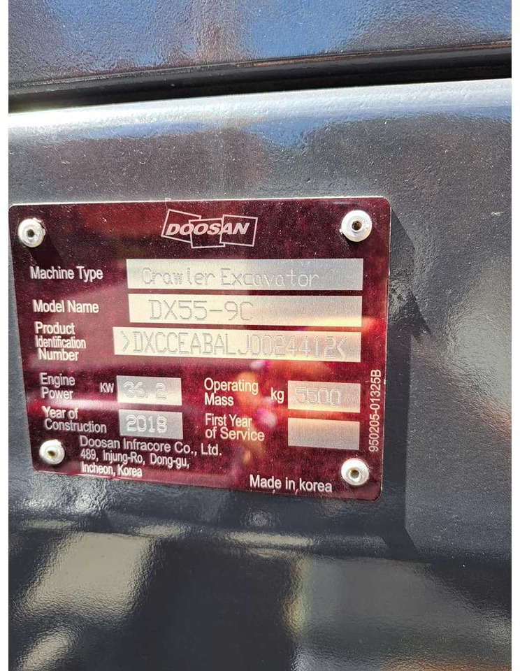 Bager 2018 DOOSAN DX55-9C MINI EXCAVATOR: slika Bager 2018 DOOSAN DX55-9C MINI EXCAVATOR