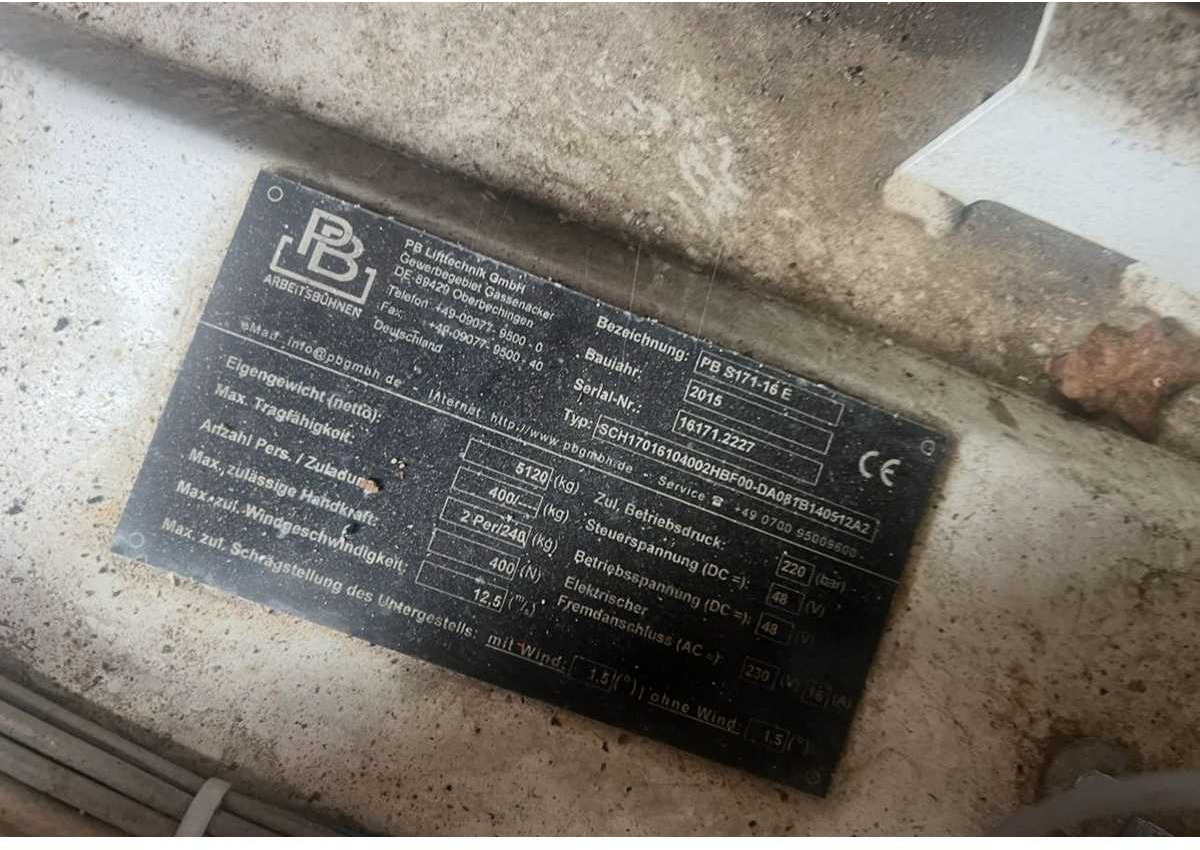 PB - S171-16 E - AERIAL PLATFORM BUILT IN 2015 WITH WORKING HEIGHT 17.3M - Podizna platforma: slika PB - S171-16 E - AERIAL PLATFORM BUILT IN 2015 WITH WORKING HEIGHT 17.3M - Podizna platforma PB - S171-16 E - AERIAL PLATFORM BUILT IN 2015 WITH WORKING HEIGHT 17.3M - Podizna platforma: slika PB - S171-16 E - AERIAL PLATFORM BUILT IN 2015 WITH WORKING HEIGHT 17.3M - Podizna platforma