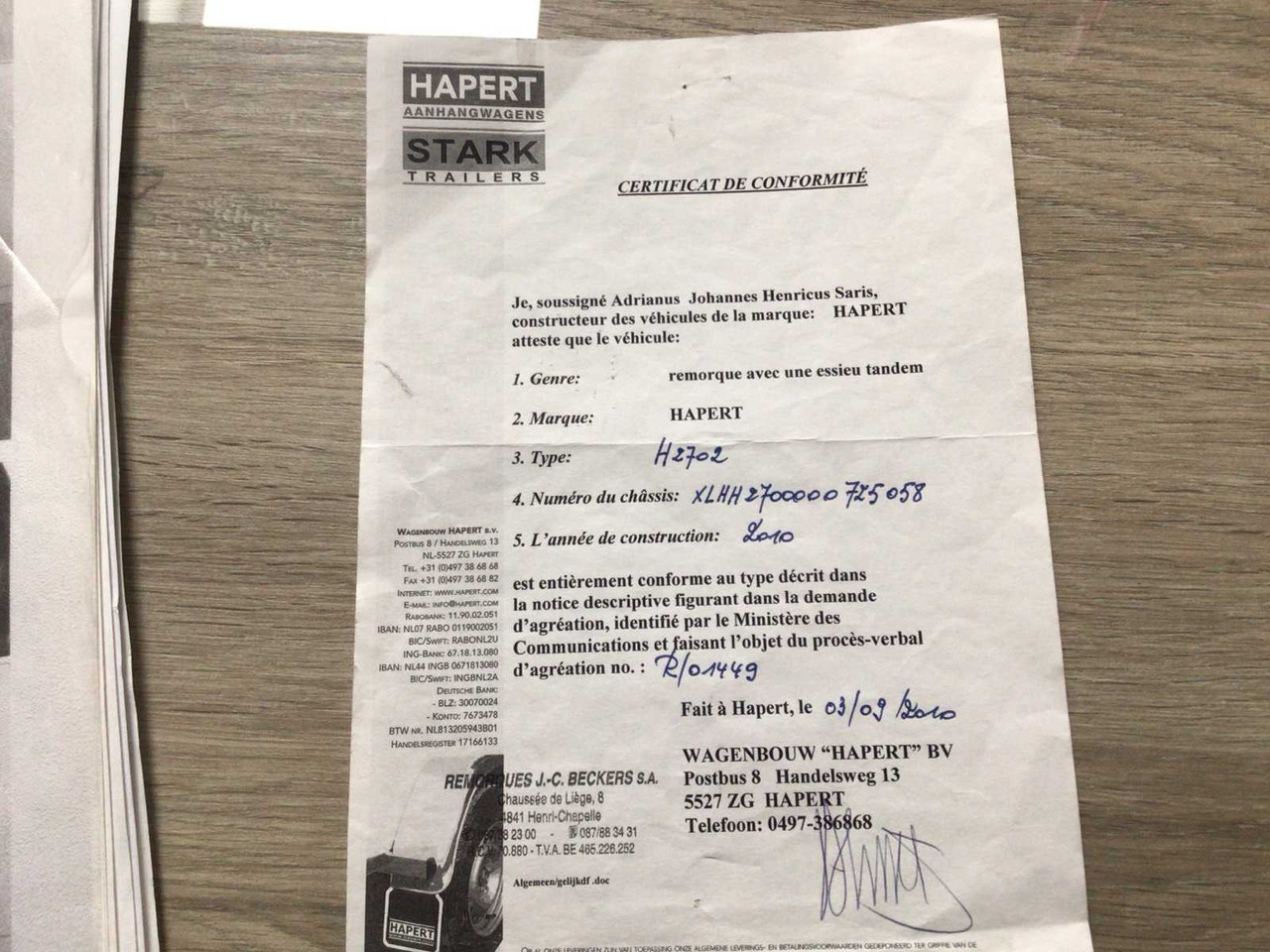 Prikolica 2010 HAPERT H2702 CAR TRAILER: slika Prikolica 2010 HAPERT H2702 CAR TRAILER