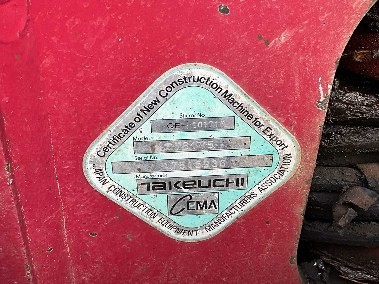 Bager gusjeničar Takeuchi TB175: slika Bager gusjeničar Takeuchi TB175