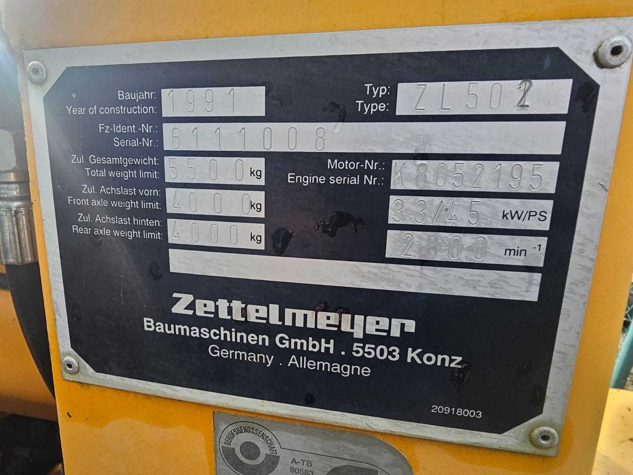 ZETTELMEYER - ZL 502 - LOADER - 1991 - Utovarivač na kotačima: slika ZETTELMEYER - ZL 502 - LOADER - 1991 - Utovarivač na kotačima ZETTELMEYER - ZL 502 - LOADER - 1991 - Utovarivač na kotačima: slika ZETTELMEYER - ZL 502 - LOADER - 1991 - Utovarivač na kotačima