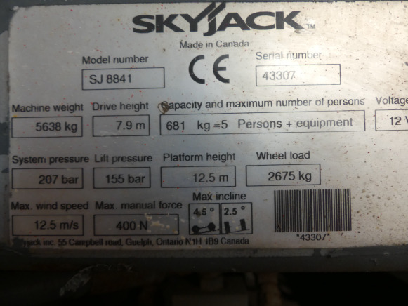 Škarasta podizna platforma Nacelle ciseaux Skyjack SJ8841: slika Škarasta podizna platforma Nacelle ciseaux Skyjack SJ8841