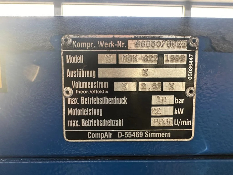 Compair MSK-G22 Elektrische Schroefcompressor 22 kW 3000 L / min 10 Bar - Zračni kompresor: slika Compair MSK-G22 Elektrische Schroefcompressor 22 kW 3000 L / min 10 Bar - Zračni kompresor Compair MSK-G22 Elektrische Schroefcompressor 22 kW 3000 L / min 10 Bar - Zračni kompresor: slika Compair MSK-G22 Elektrische Schroefcompressor 22 kW 3000 L / min 10 Bar - Zračni kompresor