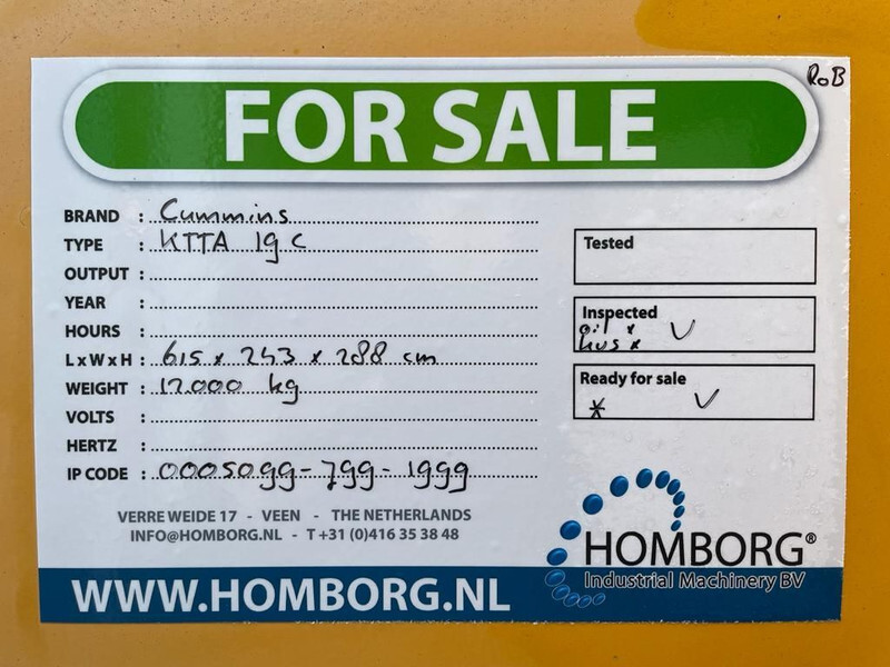 Generatorski set Cummins KTTA 19 C Dieselmotor in container 585 PK: slika Generatorski set Cummins KTTA 19 C Dieselmotor in container 585 PK Generatorski set Cummins KTTA 19 C Dieselmotor in container 585 PK: slika Generatorski set Cummins KTTA 19 C Dieselmotor in container 585 PK