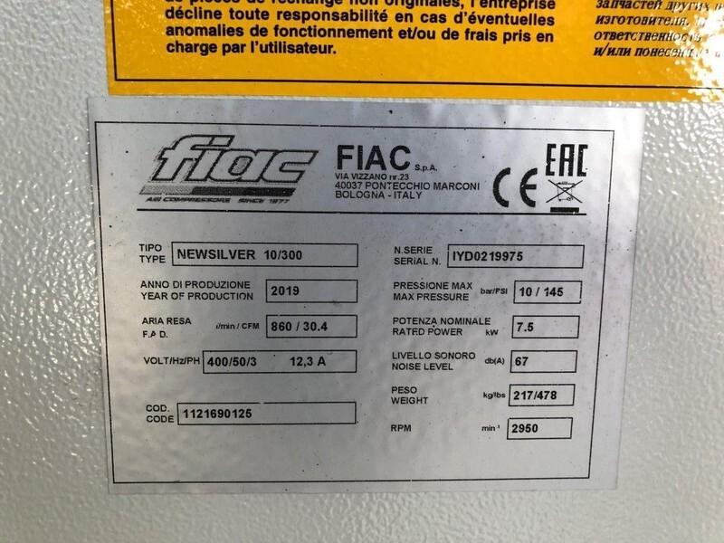 Fiac New Silver 10 / 300 Silent 7.5 kW 860 L / min 10 bar Elektrische Schroefcompressor met ketel - Zračni kompresor: slika Fiac New Silver 10 / 300 Silent 7.5 kW 860 L / min 10 bar Elektrische Schroefcompressor met ketel - Zračni kompresor Fiac New Silver 10 / 300 Silent 7.5 kW 860 L / min 10 bar Elektrische Schroefcompressor met ketel - Zračni kompresor: slika Fiac New Silver 10 / 300 Silent 7.5 kW 860 L / min 10 bar Elektrische Schroefcompressor met ketel - Zračni kompresor