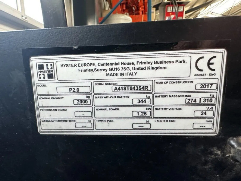 Hyster P2.0 Palletwagen 2 ton Elektra Pallettruck - Paletni viličar: slika Hyster P2.0 Palletwagen 2 ton Elektra Pallettruck - Paletni viličar Hyster P2.0 Palletwagen 2 ton Elektra Pallettruck - Paletni viličar: slika Hyster P2.0 Palletwagen 2 ton Elektra Pallettruck - Paletni viličar