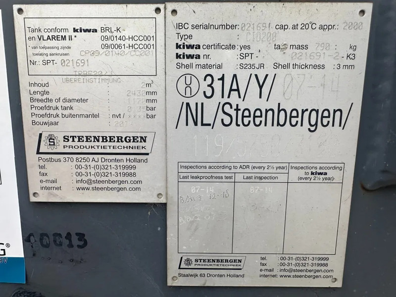 IBC Steenbergen Kiwa IBC 2000 liter dieseltank met handpomp Milieutank - Cisterna za skladištenje: slika IBC Steenbergen Kiwa IBC 2000 liter dieseltank met handpomp Milieutank - Cisterna za skladištenje IBC Steenbergen Kiwa IBC 2000 liter dieseltank met handpomp Milieutank - Cisterna za skladištenje: slika IBC Steenbergen Kiwa IBC 2000 liter dieseltank met handpomp Milieutank - Cisterna za skladištenje