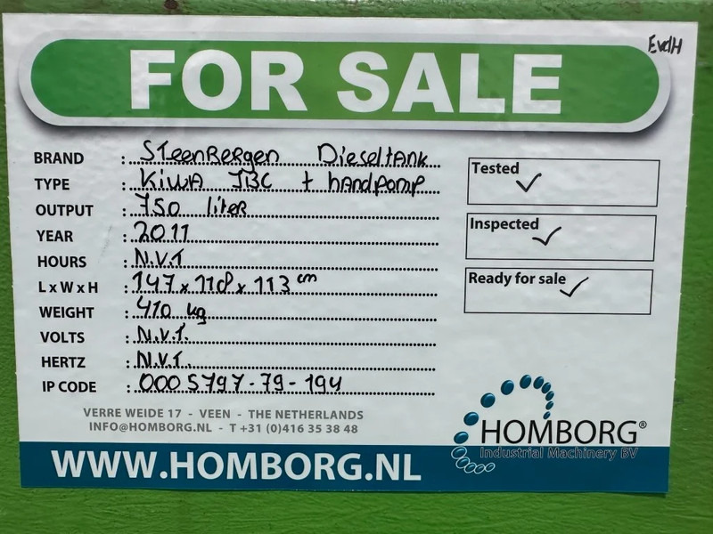 Cisterna za skladištenje Kiwa IBC Steenbergen 750 liter Dieseltank met handpomp: slika Cisterna za skladištenje Kiwa IBC Steenbergen 750 liter Dieseltank met handpomp