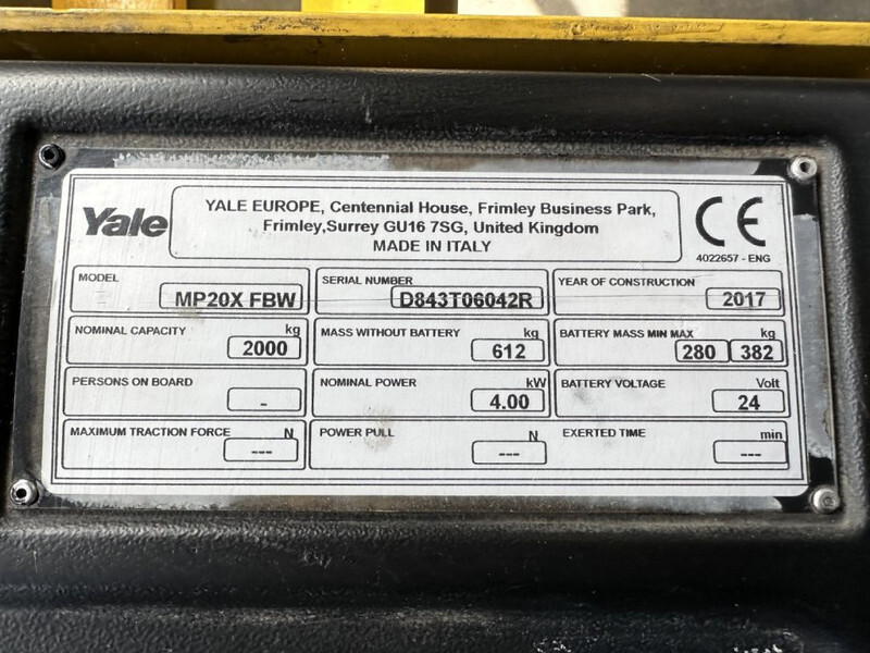 Yale MP 20 X FBW 2 ton Palletwagen Elektra Pallettruck Meerijder - Paletni viličar: slika Yale MP 20 X FBW 2 ton Palletwagen Elektra Pallettruck Meerijder - Paletni viličar Yale MP 20 X FBW 2 ton Palletwagen Elektra Pallettruck Meerijder - Paletni viličar: slika Yale MP 20 X FBW 2 ton Palletwagen Elektra Pallettruck Meerijder - Paletni viličar
