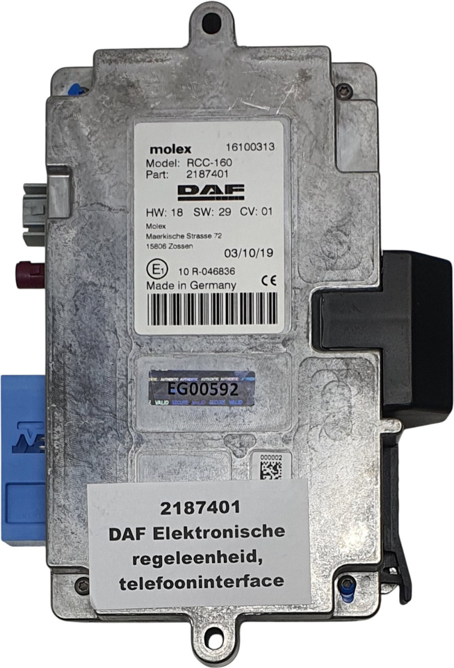 DAF ELEKTRONISCHE REGELENHEID, TELEFOONINTERFACE | 2187401 - Upravljačka jedinica (ECU) za Kamion: slika DAF ELEKTRONISCHE REGELENHEID, TELEFOONINTERFACE | 2187401 - Upravljačka jedinica (ECU) za Kamion DAF ELEKTRONISCHE REGELENHEID, TELEFOONINTERFACE | 2187401 - Upravljačka jedinica (ECU) za Kamion: slika DAF ELEKTRONISCHE REGELENHEID, TELEFOONINTERFACE | 2187401 - Upravljačka jedinica (ECU) za Kamion
