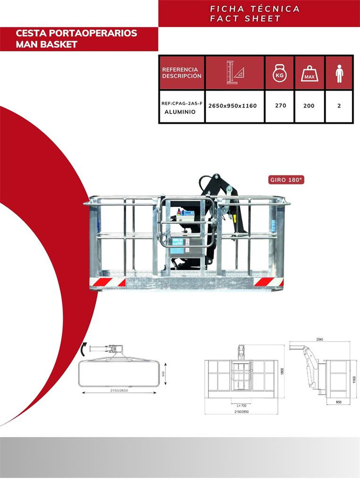 Aluminum self-leveling man basket with 180º rotati CPAG-2A5-F - Priključak za Kamionska dizalica: slika Aluminum self-leveling man basket with 180º rotati CPAG-2A5-F - Priključak za Kamionska dizalica Aluminum self-leveling man basket with 180º rotati CPAG-2A5-F - Priključak za Kamionska dizalica: slika Aluminum self-leveling man basket with 180º rotati CPAG-2A5-F - Priključak za Kamionska dizalica