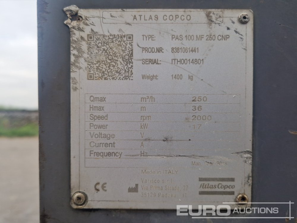 Pumpa za vodu 2018 Atlas Copco PAS100HFT4F: slika Pumpa za vodu 2018 Atlas Copco PAS100HFT4F