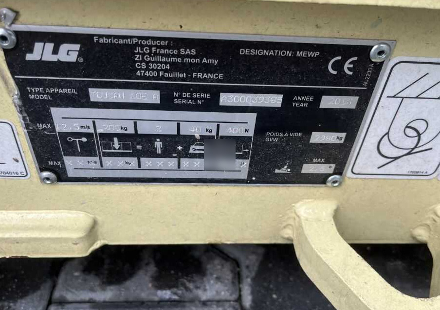 JLG Toucan 10EA - Platforma za podizanje stupa u okomitom položaju: slika JLG Toucan 10EA - Platforma za podizanje stupa u okomitom položaju JLG Toucan 10EA - Platforma za podizanje stupa u okomitom položaju: slika JLG Toucan 10EA - Platforma za podizanje stupa u okomitom položaju